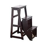 Klappbarer Tritthocker aus Massivholz, multifunktionale Leiter und Blumenständer, Doppelzweck-Stehleiter für den Heimgebrauch, kompaktes und stabiles Design, 36 x 58 x 77 cm