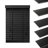 AJTXCSFOQL Holz-Jalousie Jalousien Fenster Innen 160 150 145 120 115 95 40 80 75 65 175 190 200 210, 50mm Holzjalousie Jalousette Zum Klemmen, Sichtschutz, Lichtschutz, Blendschutz(Schwarz)
