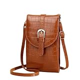 Crossbody Handytasche für Damen Flip Krokodil Leder Clutch Damen Crossbody Geldbörse Mini Handtaschen, braun