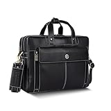HAMMONDS FLYCATCHER Echtleder Bürotasche für Herren, 15,6 Zoll Professionelle Leder Laptoptasche für Herren, Verstellbarer Gurt und mehrere Fächer, Ledertasche für Herren - 1 Jahr Garantie, Onyx