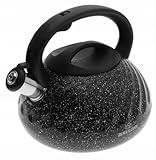 ZILNER Wasserkessel 3 l - Teekessel aus Edelstahl - Flötenkessel für Induktion und alle Herdarten - Sicherer Griff für Teeliebhaber - Schwarz Marmor