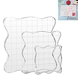 LiJuanWang Stempelblock Acryl Blöcke,3 Stück Stempelblock,2.5/5/7.5cm Clear Stamp Block mit Raster Acrylblock Stempelwerkzeug,dekorative Stempelhalte,für Album,Scrapbooking,Basteln,Kartendekorationen
