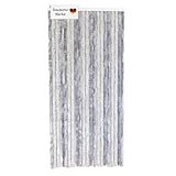 Lemodo Türvorhang Wohnwagen, Flauschvorhang grau/hellgrau 90x200 cm, Camping Vorhang als Fliegengitter für die Tür, Insektenvorhang, optisch attraktiver Fliegenschutz