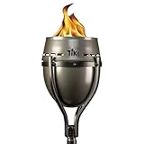 TIKI Island King 65 Zoll Outdoor Fackel - Große Flamme Metall Fackel für Terrasse, Garten, Rasen & Hinterhof - Wetterbeständig, Nachfüllbar & Dekorative Outdoor Fackel (Silber)
