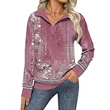 Spitzenbluse Damen Damen Shirts Modern Longshirts Elegant Langarmshirts Klassische Sweatshirts Locker T-Shirts Weich Oberteil Bequem Hemd Casual Freizeitshirts Tops 02-Tiefrot L