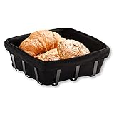 Kesper | Brot- und Obstkorb, Material: Stoff, Metall, Maße: 22 x 22 x 9,5 cm, Farbe: Schwarz | 90885