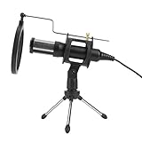 USB Mikrofon Kondensator Computer PC Mikrofon Stecker Mikrofon mit Zusammenklappbarem Stativ, Drehbares Omnidirektionales 270 Grad Mikro für Game Chat Studio
