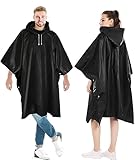 Gerhannery Dicker Regenponcho Schwarz, 2 Stück Regencape Festival Wiederverwendbar Regenponcho Herren Wasserdicht (DE/NL/SE/PL, Alphanumerisch, Einheitsgröße, Große Größen, Regular, 2, Noir)