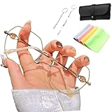Women's Diamond Rimless Anti-Blue Light Presbyopia Glasses, Beautyfeii Reading Glasses for Women (Gold, 1.5/150)