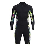 VLOBAOM Neoprenanzug 1,5 Mm Neopren Langarm-Neoprenanzug Frontreißverschluss Shorty Thermo-Badeanzug Zum Schnorcheln Surfen, Tauchanzüge,XL,A