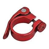 Sattelklemme, Aluminiumlegierung Fahrrad Sattelstützenklemme mit schnellspanner, 31,8-34,9 mm, Rot
