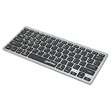 Manhattan 180559 Wireless Tastatur Dual-Mode Ultra Slim, deutsche Bluetooth Tastatur für iPad, iPad Air, iPad Pro, iPad Mini Serie und iPhone Handy, QWERTZ Layout, in elegantem Design Schwarz/Silber