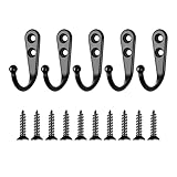 FuzlPnag 5 Stück Kleiderhaken Garderobenhaken Schwarz, Garderoben Haken Kleiderhaken, Wandhaken für Garderobe, Mantelhaken, Huthaken, Wand Haken