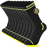 FALARY 10 Paar Arbeitssocken Herren 39-42 Baumwolle Socken Herren 39-42 Herrensocken Funktionssocken Herren Sportsocken Wandersocken Strümpfe Schwarz Innenfrottee Arbeitssocken Tennissocken Dicke