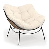 IDMarket - Gartensessel Relax Loa Rattanoptik mit Kissen in Ecru