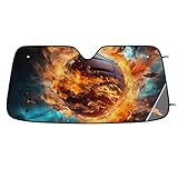 Flame Ball Graffiti-Sonnenschutz für die Windschutzscheibe, blockiert UV-Strahlen, um Ihr Fahrzeug kühl zu halten, Sonnenblende für Auto, LKW, SUV (139,7 x 69,8 cm)