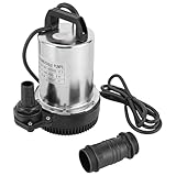 CHIMHOON 12V Tauchpumpe, Fäkalienpumpe Pumpe Schmutzwasserpumpe, Eintauchtiefe 0.5-8m 6000L/H, Förderpumpe Schmutzwasserpumpe Brunnpume Wasserpumpe Edelstahl Baupumpe
