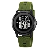 Fycakly Elektronische Unisex-Paaruhr mit Nachtlicht-Alarm-Timer-Funktion Runde Herrenuhren Solar Uhr (Green, 25x4.1cm)