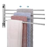 JSVER Handtuchhalter mit 4 Ausfahrbarer Arm bis zu 50cm, 304 Edelstahl Handtuchhalter Bad mit 180° Schwenkbar Handtuchstange Wandmontage für Küche, WC, Garderobe und Bad-Silber