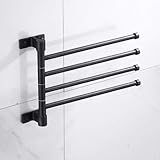 Handtuchregale,Handtuchhalter Faltaktivität Drehbare Handtuchstange Lackiert Schwarz Raum Aluminium Badewanne Wand-montiert Handtuchregal Toilette Badezimmerständer für Küche Badezimmer Schaukel