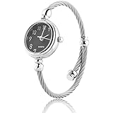YUYTE Frauen Quarzuhren, Damen Armbanduhr, Damenuhren Silber Einfaches Armbanduhren, Weibliche Analoge Runde Legierungs Bügel Geöffnete Armband Armbanduhr