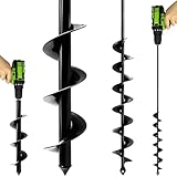 LYFETC 5x80cm and 9x40cm 2 Stück Black Garten Spiralbohrer Garten Schnecken,Erdbohrer für Bohrmaschine, Pflanzbohrer, Garten Bohrer, Pflanzbohrer für Akkuschrauber, Bodenbohrer Blume Pflanzgefäße