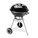 LANDMANN Kleiner Holzkohle-Kugelgrill | Grillfläche ca. Ø 41 cm | ca. 15 cm hoher Garraum | Grillhöhe ca. 62 cm | Verchromter Grillrost mit Griffen | 3 Stativbeine