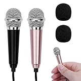 2 Stück Mini Karaoke Mikrofon,Kleines Karaoke Mikrofon für Telefon mit 3,5-mm-Universalkabel,Kabelgebundenes Mikrofon aus Metall,Tragbares Gesangsmikrofon Kondensatormikrofon für Laptop Notebook