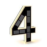 CARPESUN Solar Hausnummer Beleuchtet für Außen Wasserdicht, Beleuchtete Hausnummernschild Solar, Hausnummernleuchte Schwarz Groß - Höhe 23 cm (4-schwarz, 23CM)