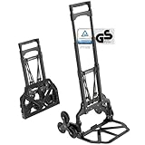 ATHLON TOOLS Aluminium Treppensteiger-Sackkarre klappbar - extra Langer Griff 110 cm - Ladefläche mit Anti-Rutsch-Pads - inkl. 2 Expanderseilen - TÜV GS-geprüft - Modell 2025