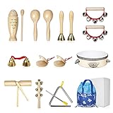 Musikinstrumente für Kinder, Holz Percussion Set, Spielzeug Musik Kinderspielzeug, Schlagzeug Schlagwerk Rhythmus, Schlaginstrumente Toys Geschenke mit Tragetasche