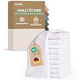 Laleni Spucktücher Baby im 10er Set aus Reiner Baumwolle - schadstofffreie Mulltücher weich 70x70 - saugstarke Mussellintücher Baby - Musselin Tuch als Mullwindel - waschbare Mulltücher - Weiß