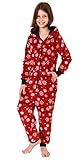 Mädchen Jumpsuit Overall Onesie Schlafanzug - Eiskristall Sterne Optik - 291 467 97 951, Farbe:rot, Größe:152