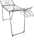 Generisch Standtrockner 200 Solid Black, schwarzer Wäscheständer mit Flügeln für Lange Kleidungsstücke, standfester Flügelwäschetrockner für drinnen und draußen, Wäschereck in modernem Design