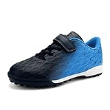 JABASIC Hallen Fussballschuhe Kinder Jungen Mädchen Fußballschuhe Kinder Kunstrasen (33EU,Schwarz Blau)