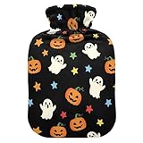 Halloween Kürbis Ghost Star Wärmflasche mit Bezug zur Schmerzlinderung, Warmwasser-Bettwärmer für Muskelkater, Verletzungen, 2L