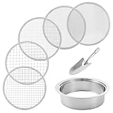 Fels Sifter, Bodensifter - Pellet Sifter Garden Sieb mit 5 austauschbaren Netzbildschirmen | 1/3/6/9/12mm Gartenfenster Sieb mit Schaufel, stapelbare Seitpfanne