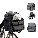Fahrradkorb für Hunde, Fahrradtasche für Haustiere mit Lenker Adapter, Abnehmbar, Atmungsaktives Netzgewebe, Verstellbare Riemen, Faltbarer Fahrradkorb für mittelgroße Haustiere, Elektrofahrräder