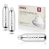 Vaily Sahnekapseln 10er Pack - N2O Kapseln für Sahnespender und Sahnesyphons - Zum einfachen Zubereiten von Sahne, Espumas, Suppen und mehr