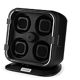 Klarstein Uhrenbeweger für 4 Uhren, Automatik-Uhrenbeweger für Damen & Herren, Uhrenbeweger für Automatikuhren, Leiser Automatischer Uhrenbeweger, Watch Winder mit LED-Beleuchtung, 3 Rotationen