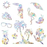 Sommer-Fensteraufkleber, Hawaii-Fensteraufkleber für Vogelschläge, Anti-Kollisions-Fensteraufkleber, um Vögel vor Fensterkollisionen zu retten, Sonnenfänger, Regenbogen-Fensteraufkleber für