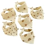 6 Stück Lätzchen Baby Dreieckstuch Baby Halstuch Spucktücher Musselin Verstellbare Lätzchen für Junge und Mädche Saugfähige Sabberlätzchen