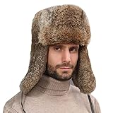 Qchomee Fliegermütze aus Kunstfell Pelzmütze Winddicht mütze Earflap Trapper Mütze Warm Bombermütze Trappermütze Fellmütze Russenmütze Russische Skimütze Herren Skating Outdoor,Braun,Einheits