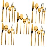 Garneck 5 Sätze Besteck-kit Dessertlöffel Gabeln Geschirr Aus Stroh Platte Tragbares Besteck Schwarzes Silberbesteck Goldene Vorlegelöffel Löffel Strohhalme Löffel Golden Rostfreier Stahl