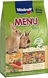Vitakraft Menu Vital, Futter für Zwergkaninchen, mit Luzerne, mit Apfel, mit Kürbis, angereichert mit Kräutern, ohne Zusatz von Zucker und Getreide (1x 3kg)