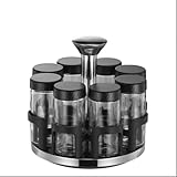 Sumsoctober Drehbare Gewürzspenderflasche mit mehreren Löchern für die Küche, verstellbare Gewürzstreuer-Box (schwarz)