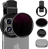 52mm Variabler ND2-ND400 Filter mit verbessertem Handy-Clip, Neutraldichte-Filterlinse für iPhone 16/15/14/13 Pro Max Samsung Moto Google TCL, HD doppelseitiges