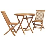 Runheo Garten Essgruppe 3-teilig, Braun Massivholz Akazie, Outdoor Möbel Set, Terrassenmöbel, Balkonmöbel, Wetterfest, 2 Stühle & Tisch