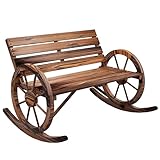 Outsunny Schaukelbank aus Holz, Schwingbank mit Armlehne, 2 Sitzer Gartenbank, Holzbank für Garten, Balkon, bis 240 kg belastbar, Verkohlt, 105 x 88 x 74 cm