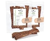 ROQSY Natur-Dörrfleisch 100% REH – Getreidefrei, Kauartikel, Trockenfleisch, Leckerli für Hunde, Idealer Snack für Welpen, Kaustreifen, Barf-fähig, Jerky – 200g